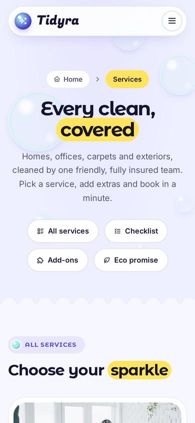 Tidyra on mobile